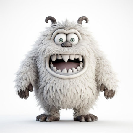 the 3d monster, a fearsome creature with razor-sharp claws and teeth, stands tall against a pristine white background, its vibrant green skin glistening in the light, showcasing its intimidating full-body physique, perfect for fantasy and horror-themed designs and digital art projects. ai generatedの素材