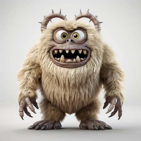the terrifying 3d monster stands tall on a pristine white background, its full body rendered in exquisite detail, showcasing razor-sharp claws, glowing red eyes, and scaly skin, perfect for fantasy and horror-themed designs, illustrations, and digital art projects. ai generatedの素材