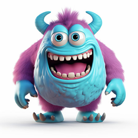 the terrifying 3d monster stands tall on a pristine white background, its full body showcasing razor-sharp claws, glowing red eyes, and scaly skin, evoking a sense of fear and awe in this high-quality digital art rendering, perfect for horror and fantasy enthusiasts. ai generatedの素材