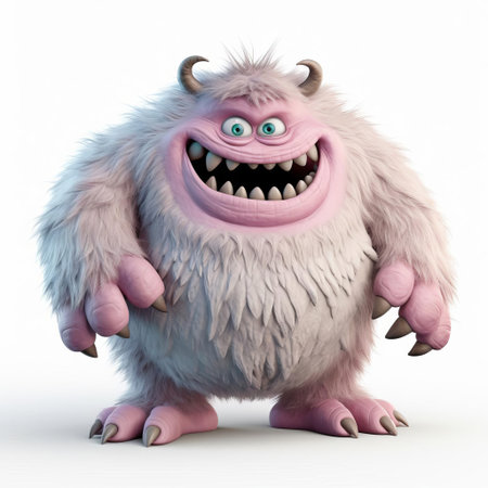 the terrifying 3d monster stands tall on a pristine white background, its intricately designed full body showcasing razor-sharp claws, glowing red eyes, and scaly skin, perfect for horror-themed designs, video games, and fantasy art, evoking a sense of fear and mystery. ai generatedの素材