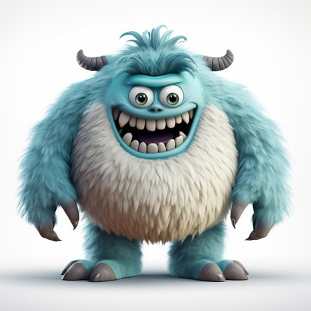 the ferocious 3d monster stands proudly against a pristine white background, its intricately designed full body showcasing razor-sharp claws, glowing red eyes, and scaly skin, evoking a sense of fear and fantasy in this stunning digital artwork, perfect for horror and sci-fi enthusiasts. ai generatedの素材