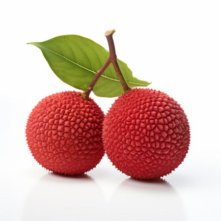 pulasan fruits, also known as wild rambutans, sit elegantly on a clean white background, showcasing their vibrant brown skin and fleshy, edible arils, perfect for a still-life photography or a fruit enthusiast's visual delight, highlighting their unique texture and exotic beauty. ai generatedの素材
