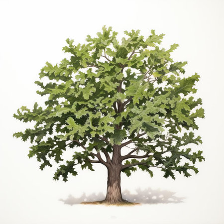 majestic trees stand tall, their natural beauty is accentuated by a subtle shadow cast beneath it, adding depth and dimension to the composition, evoking a sense of tranquility and peacefulness, while the overall style exudes a sense of calmness and serenity, inviting the viewer to pause and appreciate the simple beauty of nature landscapes. ai generatedの素材