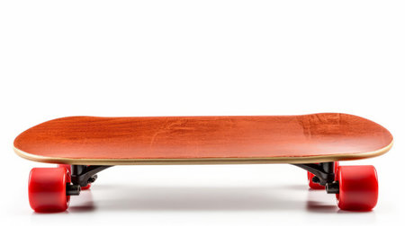 a skateboard isolated on a white background, showcasing its vibrant colors and sleek design, perfect for action sports enthusiasts and thrill-seekers, highlighting the thrill of riding, flipping, and performing tricks on the halfpipe or streets. ai generatedの素材