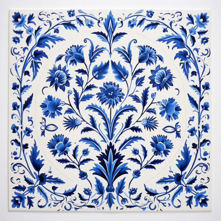 lebanon tiles, with their intricate patterns and earthy tones, pop against a pristine white background, evoking a sense of mediterranean charm and sophistication, perfect for adding a touch of elegance to any room's decor, from modern kitchens to traditional bathrooms. ai generatedの素材
