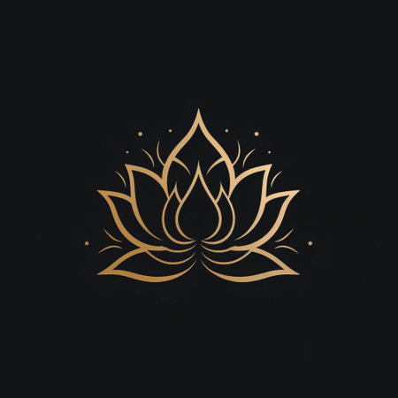 the lotus flower is beautifully illustrated in this stunning vector graphic, featuring a linear and minimalistic design that showcases the elegance and simplicity of this sacred symbol, often associated with spiritual growth, beauty, and new beginnings in eastern cultures. ai generatedの素材