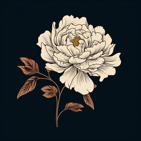 the peony, a lush and romantic flower, is beautifully illustrated in this stunning vector graphic, featuring a linear and minimalistic design that exudes elegance and sophistication, perfect for use in modern floral patterns, wallpapers, and decorative designs, adding a touch of simplicity and charm. ai generatedの素材