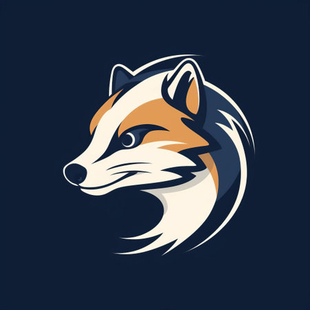 ferret head logo design features a cute and minimalist graphic illustration of a ferret's face in a flat style, perfect for pet lovers, animal enthusiasts, and businesses looking for a playful and modern branding identity, conveying friendliness, curiosity, and agility. ai generatedの素材