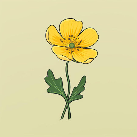 buttercup blooms vibrantly in this stunning vector graphic, showcasing its delicate petals and bright yellow center in a beautiful linear and minimalistic design, perfect for illustrations, logos, and digital art, evoking feelings of warmth and sunshine. ai generatedの素材