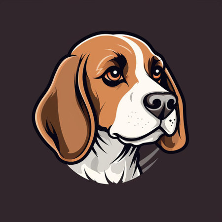 beagle head serves as a charming centerpiece in this simple logo graphic design, crafted in a flat style that exudes modernity and sophistication, perfect for pet lovers, animal enthusiasts, and businesses seeking a friendly, approachable brand identity. ai generatedの素材