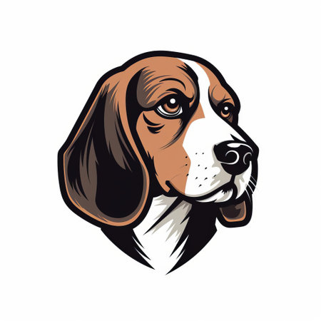 beagle head serves as a charming centerpiece in this simple yet effective logo graphic design, rendered in a modern flat style, perfect for pet lovers, animal enthusiasts, and outdoor adventure seekers, evoking feelings of friendliness, loyalty, and curiosity. ai generatedの素材