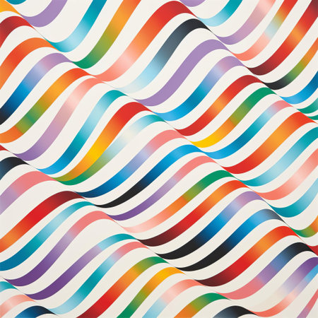 bridget riley's op art masterpiece showcases vibrant, geometric patterns and shapes, exemplifying the british artist's innovative style, which explores the relationship between color, form, and perception, creating a mesmerizing visual experience that challenges the viewer's senses and blurs the boundaries of modern art. ai generatedの素材