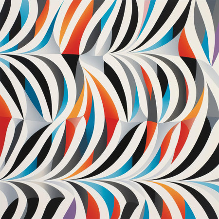 bridget riley's op art masterpiece features a mesmerizing geometric pattern of black and white shapes, creating a sense of dynamic movement and optical illusion, showcasing her pioneering work in the 1960s abstract art movement, characterized by vibrant colors and striking visual effects. ai generatedの素材