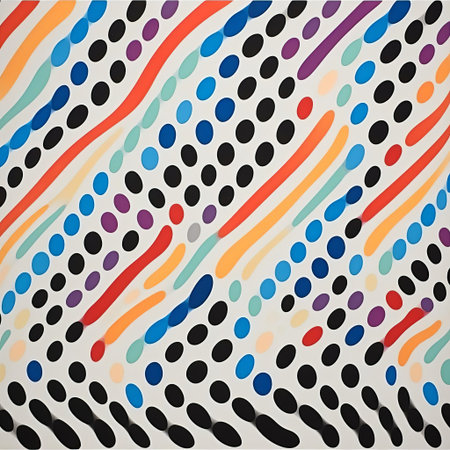 bridget riley's op art masterpiece features vibrant, geometric shapes in bold black and white hues, creating a mesmerizing optical illusion that plays with the viewer's perception, showcasing the british artist's signature style and contribution to the 1960s abstract art movement. ai generatedの素材