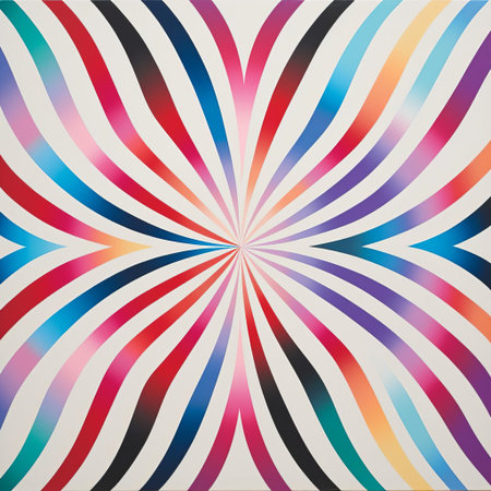 bridget riley's op art masterpiece showcases mesmerizing geometric patterns, vibrant colors, and optical illusions, exemplifying the british artist's pioneering contribution to the abstract art movement, characterized by dynamic visual effects and kinetic energy. ai generatedの素材