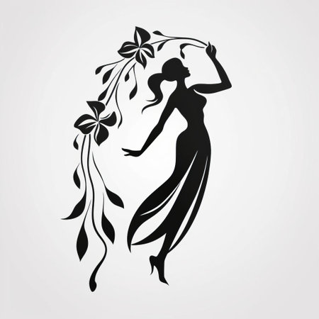 the fuchsia flower stands out against a stark black background, its delicate silhouette rendered in crisp white lines, showcasing the beauty of nature in a striking monochromatic vector design, perfect for modern graphics and illustrations. ai generatedの素材