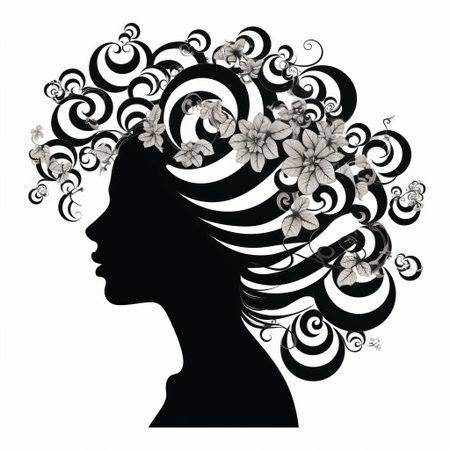 the peppermint silhouette stands out against a stark black and white background, its delicate leaves and stems intricately designed in a beautiful vector illustration, perfect for adding a touch of freshness and elegance to any design project, from packaging to digital art. ai generatedの素材