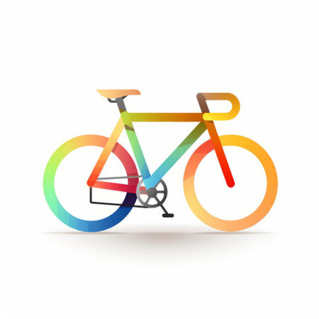 the bicycle icon stands out against a crisp white background, surrounded by a vibrant color block design that adds a pop of fun and energy, perfect for adding a touch of modern style to any digital project or website. ai generatedの素材