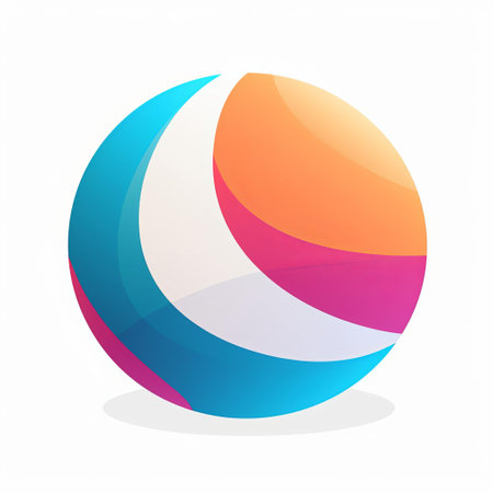 the ball icon, set against a crisp white background, pops with vibrant color blocks, creating a striking visual contrast that demands attention, perfect for adding a touch of modernity to any design or digital project, evoking feelings of playfulness and creativity. ai generatedの素材