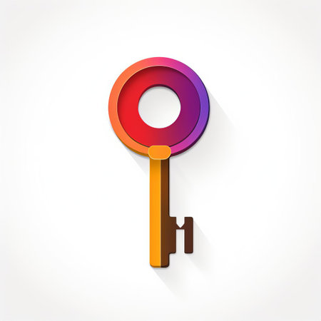 key icon stands out against a crisp white background, surrounded by a vibrant color block design that adds a pop of personality to any digital project, perfect for representing security, access, or unlocking opportunities in a modern and sleek way. ai generatedの素材