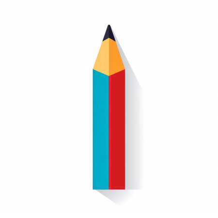 the pencil icon stands out against a crisp white background, surrounded by a vibrant color block that adds a pop of creativity, making it a perfect visual element for educational and artistic designs, symbolizing imagination and self-expression. ai generatedの素材