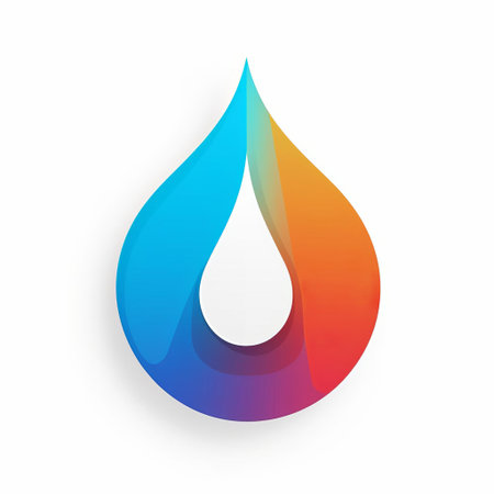 the water icon, a stylized droplet symbol, stands out against a crisp white background, surrounded by vibrant color blocks that add a pop of fun and playfulness, making it perfect for designs related to hydration, liquid, and refreshment. ai generatedの素材