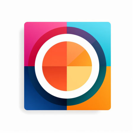 the mirror icon, set against a crisp white background, pops with vibrant color blocking, its sleek design and modern aesthetic making it a stylish addition to any digital project, perfect for representing reflection, self-awareness, or introspection in a visually striking way. ai generatedの素材