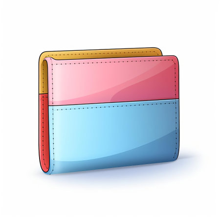 a wallet icon stands out against a crisp white background, surrounded by vibrant color blocks that add a pop of personality to this modern design, perfect for digital platforms, apps, and websites requiring a touch of elegance and sophistication. ai generatedの素材