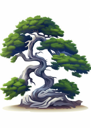 the juniper icon, set against a crisp white background, showcases the evergreen tree's distinctive silhouette in a sleek vector design, perfect for nature-inspired graphics, botanical illustrations, and outdoor-themed branding projects, evoking feelings of serenity and freshness. ai generatedの素材