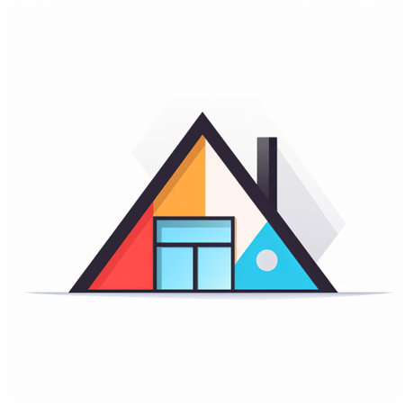 the house icon, set against a crisp white background, pops with vibrant color blocks that evoke a sense of modernity and simplicity, making it perfect for real estate, architecture, and home decor designs that require a touch of elegance and sophistication. ai generatedの素材
