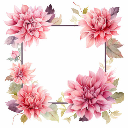 the dahlia flower is beautifully illustrated in a delicate watercolor style, set against a crisp white background, showcasing its intricate petals and vibrant colors, perfect for adding a touch of elegance and sophistication to any room's decor. ai generatedの素材