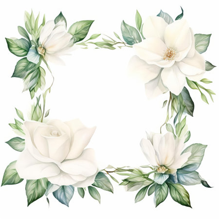 the gardenia flower is beautifully illustrated in a delicate watercolor style, set against a crisp white background, showcasing its elegant petals and subtle fragrance, evoking feelings of serenity and sophistication in this stunning botanical art piece, perfect for nature lovers and floral enthusiasts. ai generatedの素材