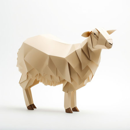 this adorable origami sheep sits peacefully on a pristine white background, its delicate paper folds and gentle features captivating the viewer's attention, perfect for fans of japanese paper art, diy crafts, and minimalist design inspiration. ai generatedの素材