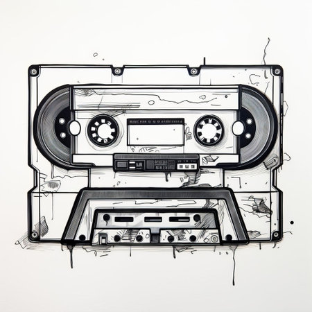 the tape, depicted in a simple yet elegant line art style, stands out against a pristine white background, showcasing its intricate details and textures in a minimalist yet striking visual representation, perfect for design inspiration and creative projects. ai generatedの素材