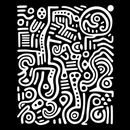 the poster features a simple yet striking doodle design, crafted with thick lines that add a touch of boldness and playfulness, perfect for adding a splash of creativity to any room's decor, and ideal for fans of minimalist art and modern illustration styles. ai generatedの素材