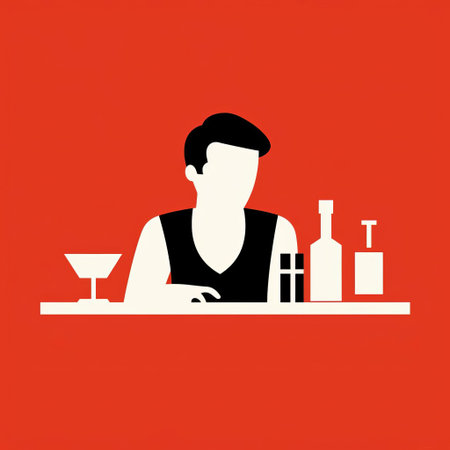 the bartender icon, depicted in a sleek monochromatic design, exudes professionalism and sophistication, perfect for representing mixology experts in modern bars, restaurants, and pubs, conveying a sense of elegance and refinement in the world of fine dining and nightlife entertainment. ai generatedの素材