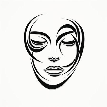 face, a minimalist masterpiece, is elegantly portrayed in this simple line art vector image, showcasing a subtle yet expressive facial features, perfect for modern designs, illustrations, and digital art, evoking emotions with its clean lines and geometric shapes. ai generatedの素材