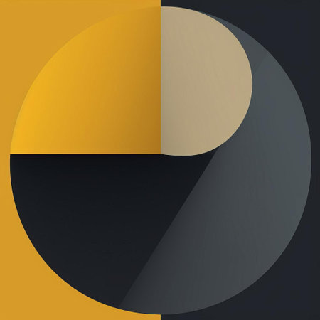 the geometric shape features a stunning contrast of pure yellow and very dark gray hues, blending modern minimalism with bold visual appeal, perfect for backgrounds, wallpapers, or graphic design elements that demand attention and sophistication. ai generatedの素材