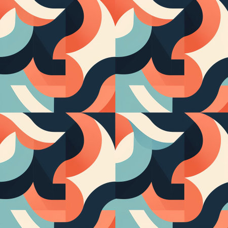 the geometric pattern features a modern minimal design with an endless repetition of shapes in two contrasting colors, creating a visually striking and harmonious composition that adds a touch of sophistication to any digital or print project. ai generatedの素材