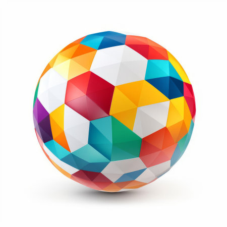 the ball icon stands out against a crisp white background, surrounded by a vibrant color block design that adds a pop of fun and creativity, making it perfect for sports, fitness, and recreational themed projects and websites. ai generatedの素材
