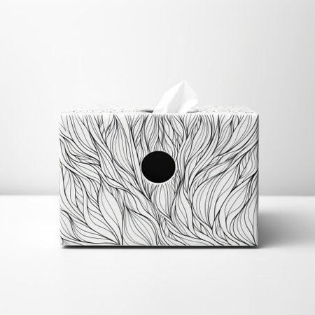 a tissue box illustration in simple line art style sits elegantly on a crisp white background, showcasing a minimalist design perfect for digital graphics, print materials, and web applications, evoking feelings of cleanliness, simplicity, and modernity. ai generatedの素材