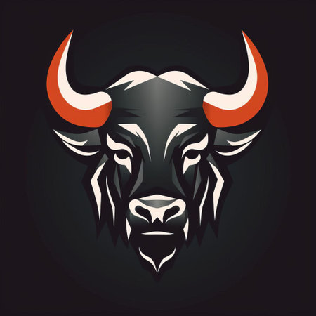 the bull head is prominently displayed in this simple logo design, crafted in a flat style that exudes strength and sophistication, perfect for businesses seeking a bold and modern visual identity, ideal for use on merchandise, websites, and marketing materials. ai generatedの素材