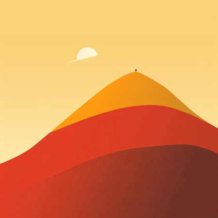 the hill stands majestically against a vibrant blue sky, depicted in stunning minimalist line art style, with bold color accents that evoke a sense of serenity and tranquility, perfect for nature lovers and art enthusiasts alike, evoking feelings of calmness and peacefulness. ai generatedの素材