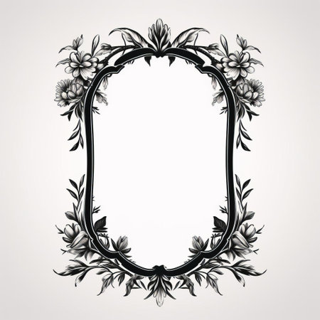 a vintage frame design sits elegantly against a pristine white background, showcasing its flat black borders and ornate details, perfect for adding a touch of classic sophistication to any room's decor, ideal for framing cherished memories or artwork. ai generatedの素材