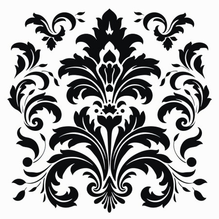 damask vector icons stand out against a crisp white background, showcasing intricate floral patterns and ornate details in striking black, perfect for adding an touch of elegance and sophistication to any design project or digital artwork. ai generatedの素材