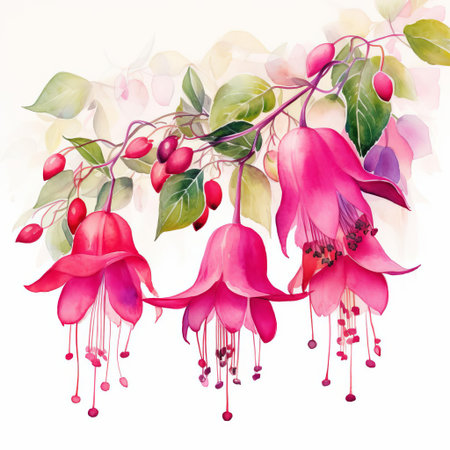 the vibrant fuchsia frame, delicately painted with watercolor strokes, pops against a crisp white background, evoking a sense of elegance and sophistication, perfect for adding a touch of whimsy to any room's decor, and ideal for those who appreciate unique, artistic accents. ai generatedの素材