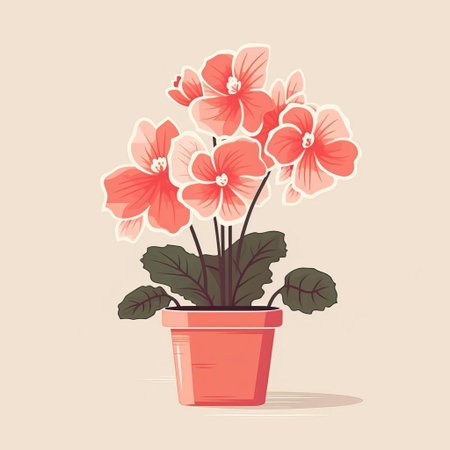 the begonia plant, a popular flowering species, is beautifully illustrated in this vector graphic design, featuring a linear and minimalistic style, perfect for botanical enthusiasts, gardeners, and designers seeking elegant and simple plant illustrations for their projects. ai generatedの素材