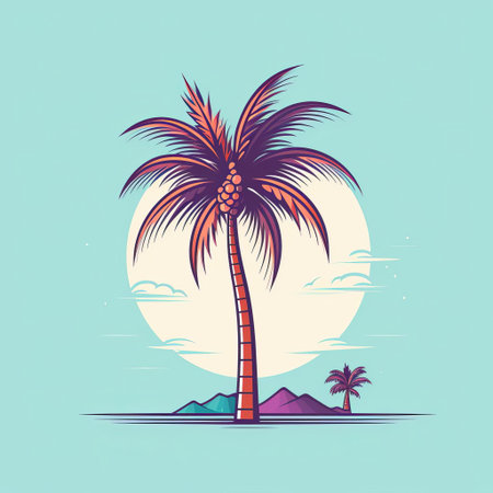 the palm tree, a symbol of tropical paradise, stands tall in this stunning vector graphic, boasting a linear and minimalistic design that exudes simplicity and elegance, perfect for modern designs, illustrations, and digital art, evoking feelings of serenity and relaxation. ai generatedの素材
