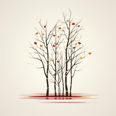 the birch tree, a symbol of simplicity and elegance, is beautifully illustrated in this vector graphic, featuring a linear and minimalistic design that showcases the tree's slender branches and delicate leaves in a clean and modern aesthetic, perfect for nature-inspired designs and illustrations. ai generatedの素材