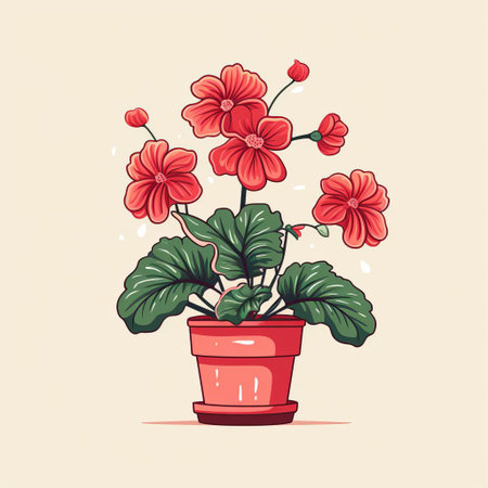 the begonia plant, a popular flowering houseplant, is beautifully illustrated in this vector graphic with a linear and minimalistic design, showcasing its delicate leaves and vibrant blooms, perfect for botanical art, gardening, and nature-inspired designs. ai generatedの素材